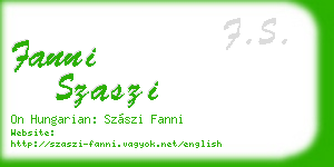 fanni szaszi business card